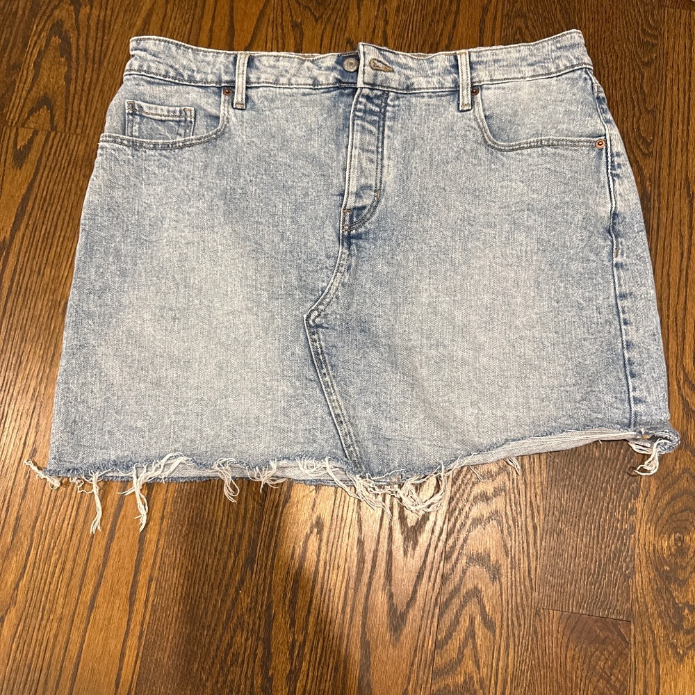 Distressed Denim Skirt